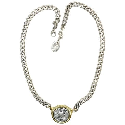 Collana Con Catena Di Diamanti E Medaglione Centrale Misto - Foto 1