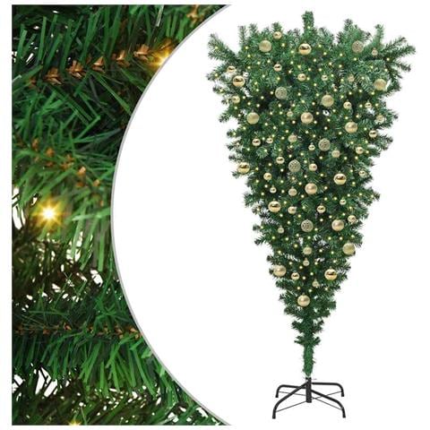 Albero di Natale artificiale preilluminato capovolto con set di palline - Foto 1