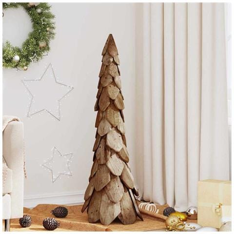 Albero di Natale Marrone 110 cm Legno massello di teak - Foto 2