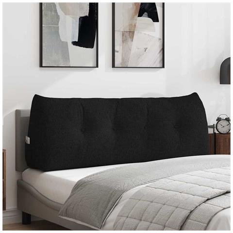 Cuscino per Schiena Nero 140 x 24 x 50 cm Tessuto - Foto 2