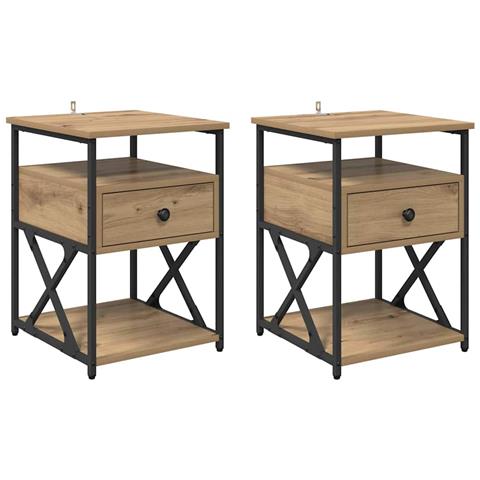 Armadio da Notte 2 pcs rovere artigianale 40 x 42 x 55 cm - Foto 1