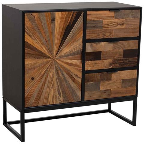 Mobile Da Ingresso In Legno E Metallo Con 1 Anta E 3 Cassetti Marrone 80x34x80 - Foto 1