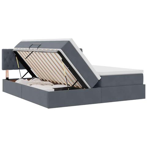 Letto con testiera Grigio scuro 180 x 200 cm Velluto - Foto 9