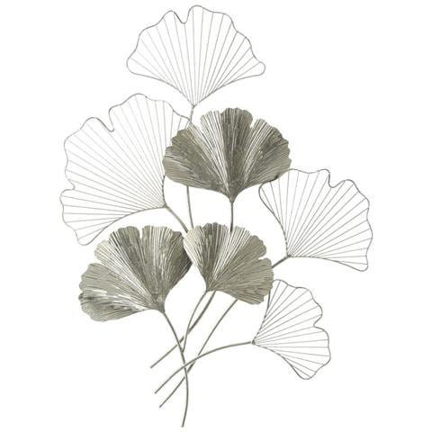 Decorazione In Metallo 3d Foglia 47-argento-metallo-62x4x86 Cm - Foto 1