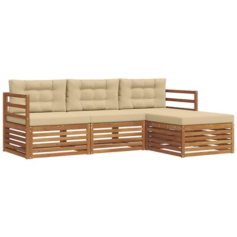 Set di divani da esterno con cuscino 4 pcs Naturale e Beige - Foto 1