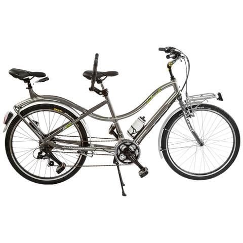 Bici Misura 26 Doppio Posto Telaio In Alluminio Bicicletta Linea Tandem Bibici Cambio 21v Completa Di Accessori Con Luci A Led - 47 Titanio - Foto 1