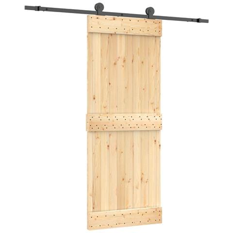 Porta scorrevole Naturale e Nero 80 x 210 cm - Foto 1