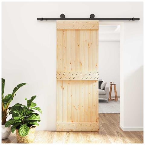 Porta scorrevole Naturale e Nero 80 x 210 cm - Foto 2