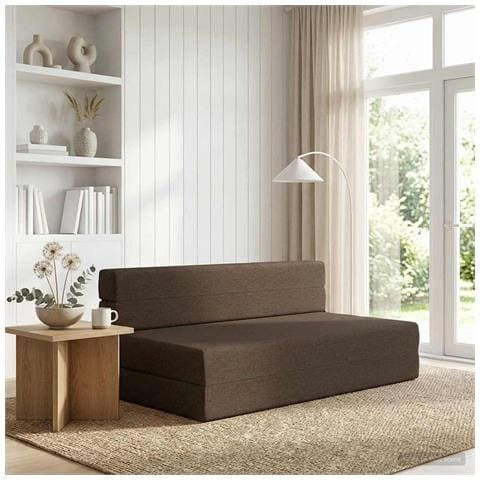 Divano Letto Pieghevole Tortora 152 x 86,5 x 60 cm Tessuto - Foto 2