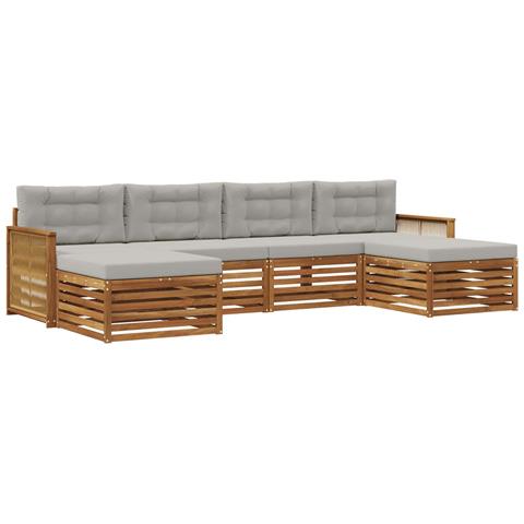 Set divani con cuscino 6 pcs Legno di Acacia Massello - Foto 1