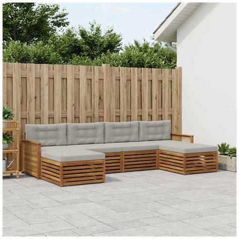 Set divani con cuscino 6 pcs Legno di Acacia Massello - Foto 2