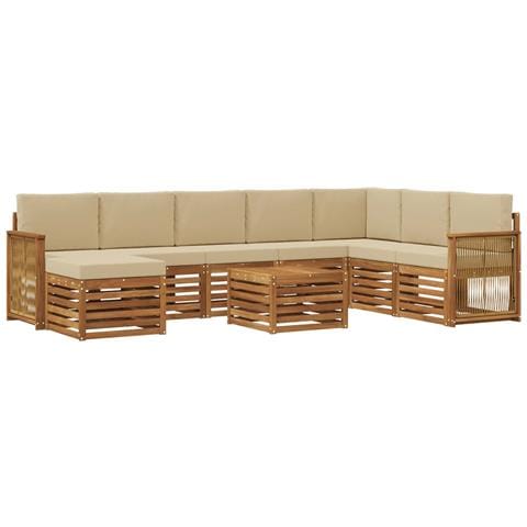 Set di divani da esterno con cuscino 7 pcs Naturale - Foto 1