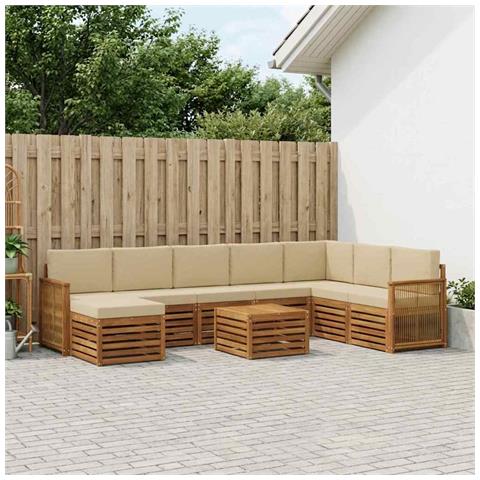 Set di divani da esterno con cuscino 7 pcs Naturale - Foto 2