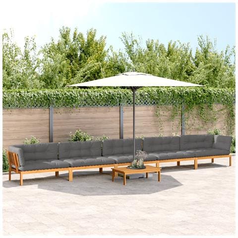 Set Divano Pallet da Giardino 6 pz con Cuscini Massello Acacia - Foto 2