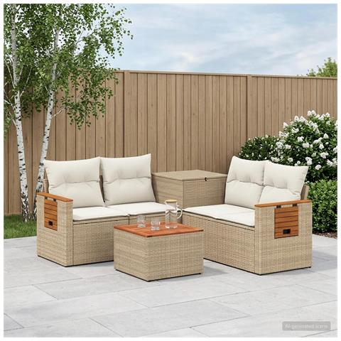 Set di divani 6 pz Beige e Bianco Crema - Foto 2