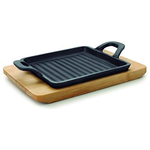 25875 - Piastra grill quadrata mini Magma, base in legno, dimensioni 19,5 x 14 x 1,7 cm, - Foto 1