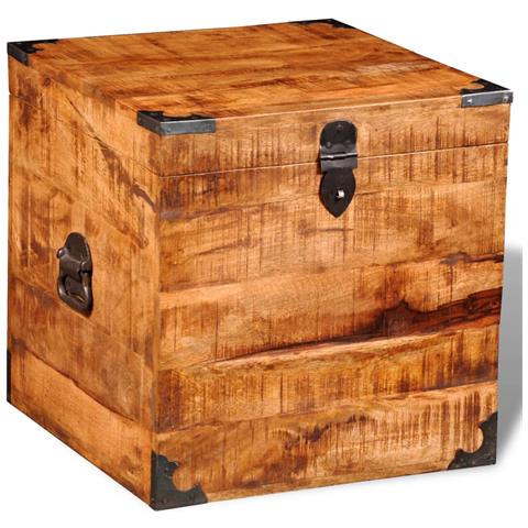 Cassa Di Legno Ruvido Mango Quadrata - Foto 1
