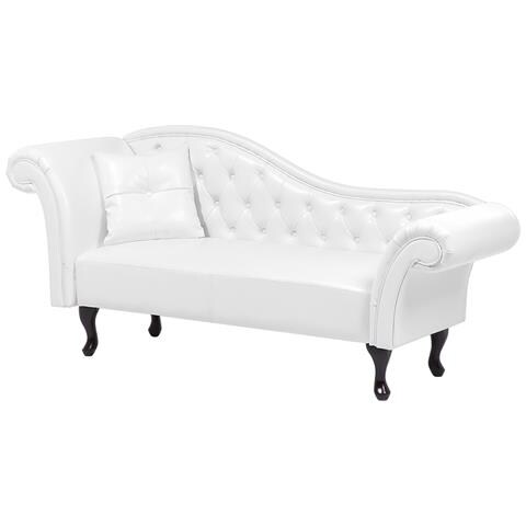 Chaise Longue Vintage Sinistra In Pelle Sintetica Bianca Lattes - Foto 26