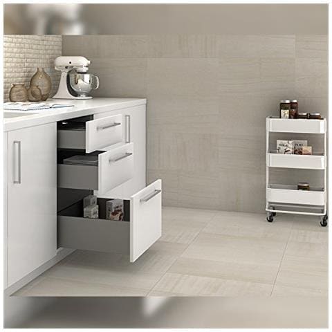 Kit Cassetto Cucina O Bagno Con Guide Ad Estrazione Totale E Chiusura Soft, Altezza 138mm E Profondità 300mm, Grigio Antracite - Foto 2