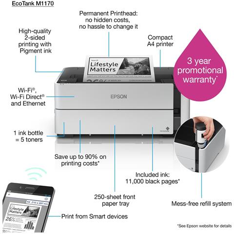Epson Ecotank M1170 Tintenstrahldrucker 1200 X 2400 Dpi A4 Wlan (c11ch44402) - Foto 4