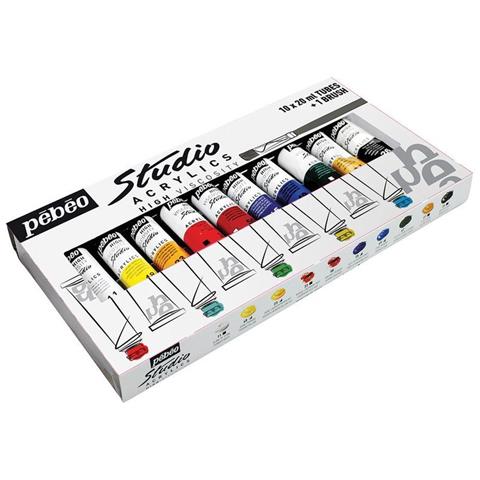 Set Di 10 Colori Acrilici + Pennello - 10 X 20 Ml - Foto 1
