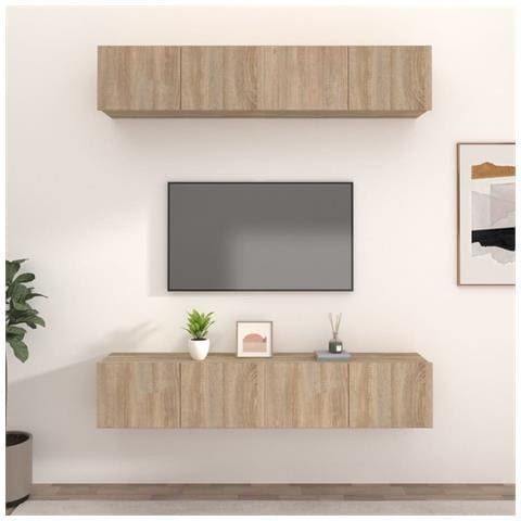 Mobili Tv 4 Pz Rovere Sonoma 80x30x30 Cm In Legno Multistrato - Foto 6