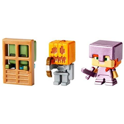 Confezione Da 3 Mini Personaggi Minecraft, Alex Con Armatura Incantata, Scheletro Con Armatura Di Zucca E Zombie Alla Porta - Foto 1