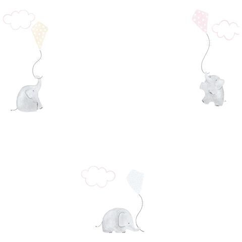 Carta Da Parati My Little World Elefanti Marrone Grigio Rosa - Foto 1