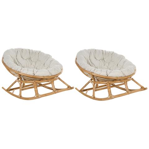 Set Di 2 Sedie A Dondolo Rattan Naturale E Beige Chiaro Orvieto - Foto 5