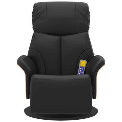 Poltrona Reclinabile Massaggiante Poggiapiedi Nera Similpelle - Foto 2