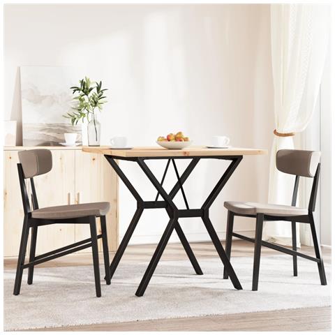 Tavolo Da Pranzo Telaio A Y 80x80x75,5 Cm Massello Pino E Ghisa - Foto 3