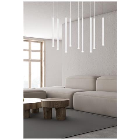 Lampada A Sospensione Selter - Bianco - Acciaio Verniciato A Polvere - 92x120x22 Cm - Foto 8