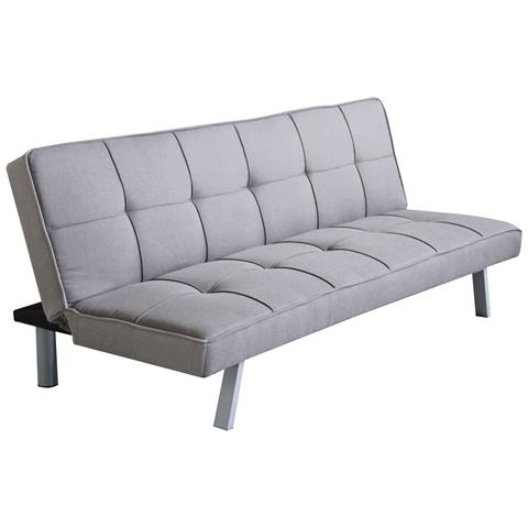 Divano Letto 3 Posti Imbottito Salvaspazio Con Sistema Click Clak Grigio Scuro Fusion - Foto 1