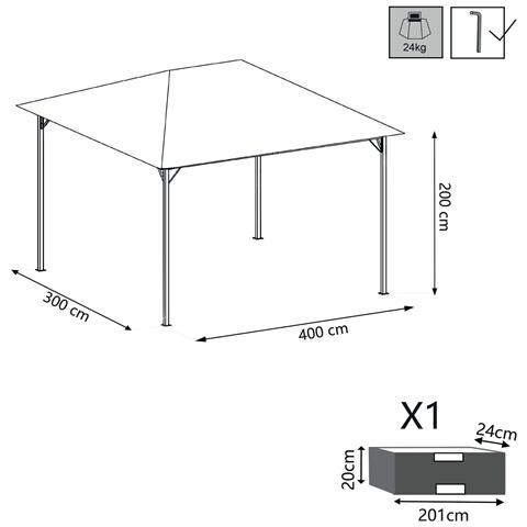 Gazebo Da Giardino Con Struttura In Acciaio E Telo In Poliestere 3x4 Mt Decor - Foto 3