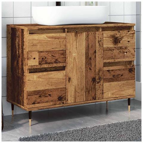 Mobile Da Bagno Legno Antico 80x33x60 Cm In Legno Multistrato - Foto 2