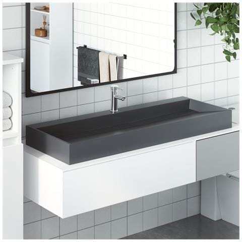 Lavandino 120x46x11 Cm Blocco In Marmo /minerale Antracite - Foto 1