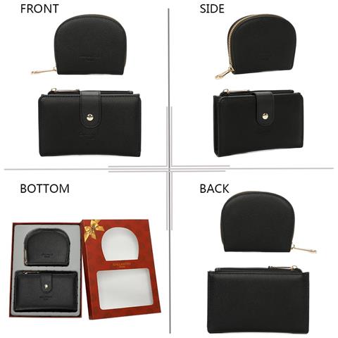 Portafoglio Da Donna E Custodia Per Carte Di Credito In Regalo, Nero - Foto 4