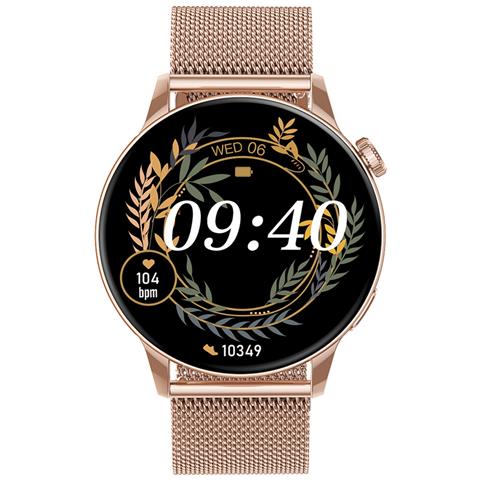 Orologio Connesso Fw58 Vanad Pro Ip68 Con Cinturino A Maglia Milanese, Oro - Foto 2