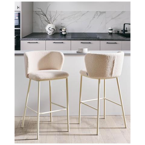 Set Di 2 Sedie Alte Mina Ii Bouclé Beige Chiaro - Foto 2