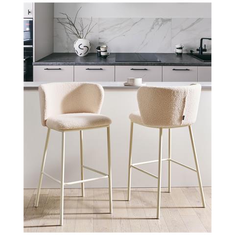 Set Di 2 Sedie Alte Mina Ii Bouclé Beige Chiaro - Foto 1