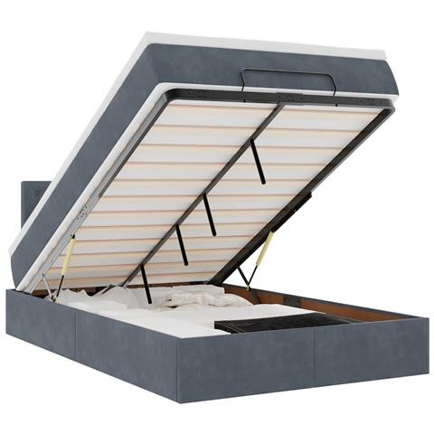 Struttura Letto Pouf Con Materasso 120x200 Cm Velluto - Foto 2