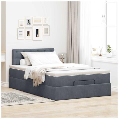 Struttura Letto Pouf Con Materasso 120x200 Cm Velluto - Foto 3