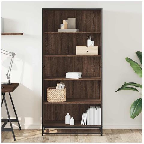 Libreria Rovere Marrone 80,5x35x170,5 Cm In Truciolato - Foto 3