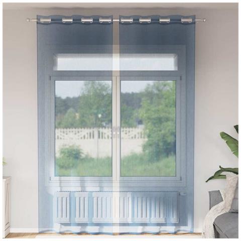 Tende In Voile Con Occhielli 2 Pz Blu Reale - Foto 1
