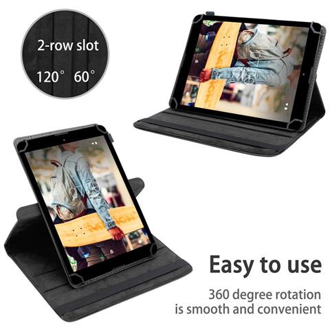 Custodia Per Tablet Compatibile Con Medion Lifetab P9701 In Nero - Coperchio Protettivo A 360 Gradi Fatto Di Finta Pelle Con Funzione Di Stand E Banda Elastica - Foto 2