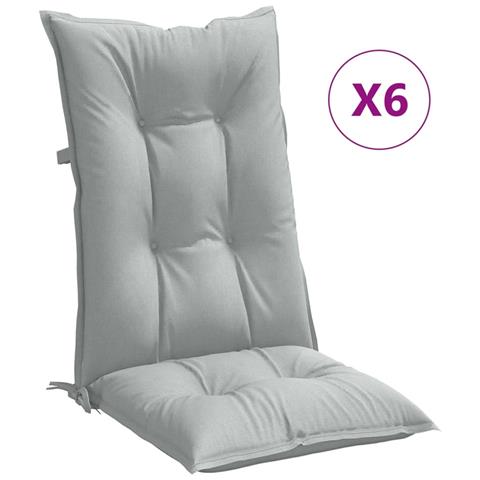 Cuscini Sedia Schiena Alta 6 Grigio Mélange 120x50x7 Tessuto - Foto 1
