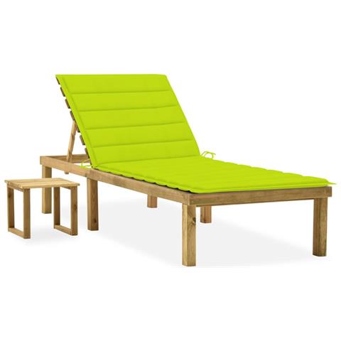 Lettino Da Giardino Con Tavolino Cuscino Legno Pino Impregnato - Foto 2