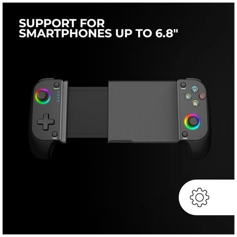 Marsgaming Mgpx, Gamepad Bluetooth 5.0 2-in-1, Rgb Neon, Doppia Vibrazione E Funzione Turbo, Supporto Smartphone Fino A 6.8"", Controller Compatibile Con Pc, Android, Ios E Console, Usb-c Black - Foto 6