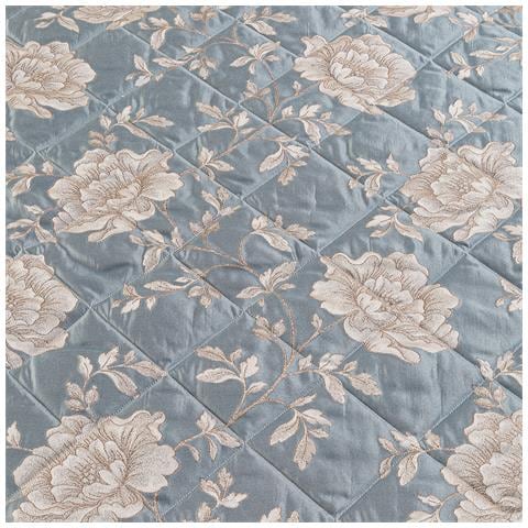 Copriletto Trapuntato Matrimoniale Dreaming Fior Di Sole In Raso Jacquard Colore Blu Misura Matrimoniale - Foto 2