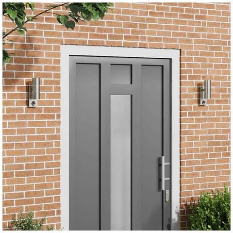 Lampade da Parete da Esterno con Sensore 2 pcs Argento Acciaio Inossidabile IP44 - Foto 2